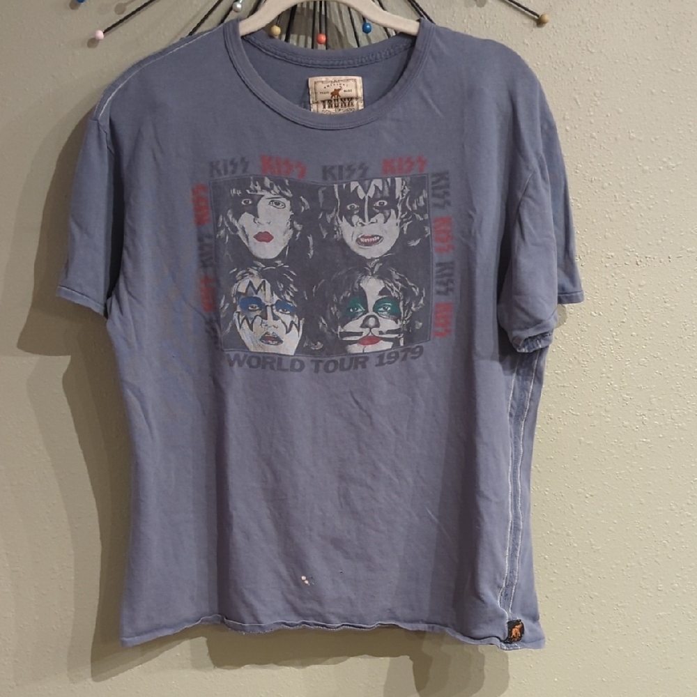 Trunk Ltd KISS Band Tee Vintage Gray Blue Size 4/XL Rock Music Cotton